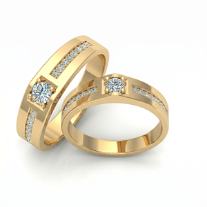 Classic Diamond Engagement Band <b>Couple</b> <b>Ring</b> with Round Brilliant Cut Diamonds Natural and Lab Grown Diamonds - Product Image 2