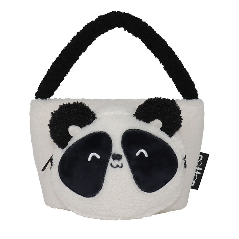 Stylish 2-in-1 Baby Cartoon Plush Tote Bag Fashionable Panda Design Zipper Closure Lady Handbag for Casual Travel Everyday Use
