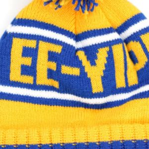 Sigma Gamma Rho SGRho Gold Beanie <b>Hat</b> with Jacquard Knitted Team Logo and Cuff Patch Winter Warm Acrylic Sorority <b>Headwear</b> - Product Image 4