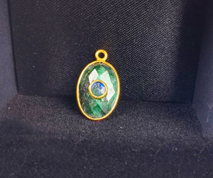 Pendentif Double pierre émeraude et Labradorite, breloques de fabrication de bijoux à la mode en pierre précieuse - Product Image 4