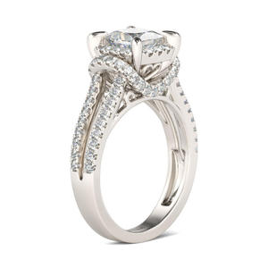 Jeulia <b>Split</b> Shank Princess Cut Sterling Silver Diamond <b>Ring</b> - Product Image 3