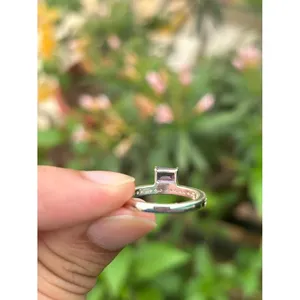 925 Silver Gemstone <b>Ring</b> with Emerald Cut Garnet Opal & Amethyst Pear Cut Diamond Engagement <b>Ring</b> Rhodium Plated - Product Image 3