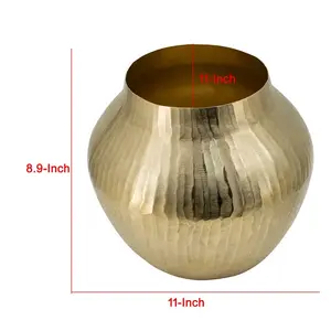 Modern Curved <b>Vase</b> Hammered <b>Texture</b> Gold Aluminum lightweight aluminum Modern Classic Home Living - Product Image 5