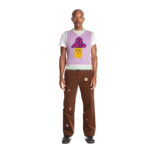 Quần vải nhung kẻ thêu-Quần nhung kẻ lấy cảm hứng từ cổ điển với các miếng vá trang trí, hoàn hảo cho vẻ ngoài giản dị - Product Image 1