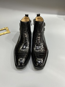 Elegantes Botas Chelsea Personalizadas 100% <span class=keywords><strong>de</strong></span> Piel <span class=keywords><strong>de</strong></span> Cocodrilo para Hombre, Zapatos Formales <span class=keywords><strong>de</strong></span> Tobillo Alto <span class=keywords><strong>con</strong></span> Hebillas - Product Image 6