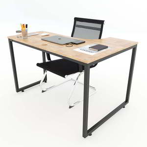 Escritorio Esquinero en Forma de L para PC, 120x70cm, Madera de Caucho con Patas de Hierro, Requiere Ensamblaje, para Dormitorio u Hotel-CD68010 - Product Image 4