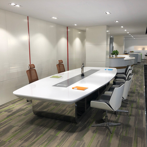 Modern white convertible conference <b>table</b> 6-14 person capacity <b>table</b> MDF aluminum base design Hotel conference <b>table</b> - Product Image 3