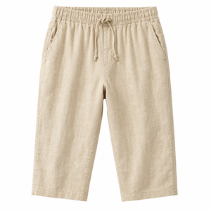 Pantalon Capri Décontracté pour Homme en Mélange Lin et Coton, Taille Haute Unie avec Cordon de Serrage, Léger, Respirant, Écologique, Coupe Ample pour la Plage - Product Image 6