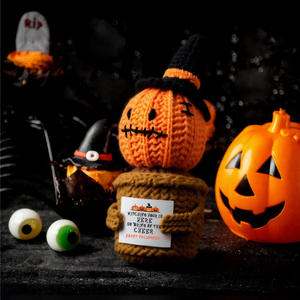Poupée citrouille d'Halloween au crochet, ornement de plante en pot avec carte positive originale, décoration intérieure unique, artisanat transfrontalier, nouveau design - Product Image 1