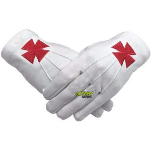 Gants blancs personnalisés avec broderie maçonnique Gant de franc-maçon en coton Gants maçonniques blancs de haute qualité avec logo royal - Product Image 1