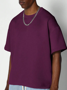 OEM 300 GSM Heavy Weight Boxy Fit Coton/Polyester Goutte Épaule Surdimensionné Cropped Boxy T-shirts pour Hommes - Product Image 5