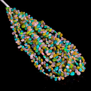 Cuentas de ópalo de fuego múltiples, cuentas de ópalo, cuentas de pera de ópalo etíope multicolor, cuentas de piedras preciosas de ópalo Welo, fabricación de joyas de piedras preciosas de ópalo - Product Image 1