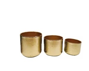 Latest Style Modern Indoor Outdoor Hammered Gold Plated Planter Pots Durable Decorative <b>Garden</b> Accessory - Product Image 3