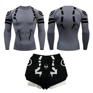 Ensemble short et t-shirt décontracté respirant en polyester/coton pour homme, coupe ajustée, t-shirt à manches longues, impression personnalisée, vente en gros - Product Image 2