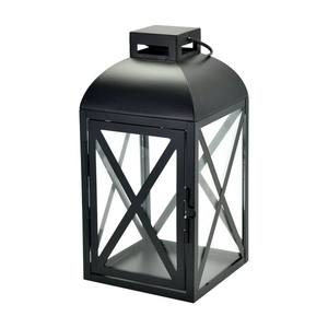 Elegant Design <b>Black</b> Metal Indoor/Outdoor Decorative Pillar <b>Candle</b> Holder <b>Lantern</b> Sturdy Construction Versatile Home Decor - Product Image 1