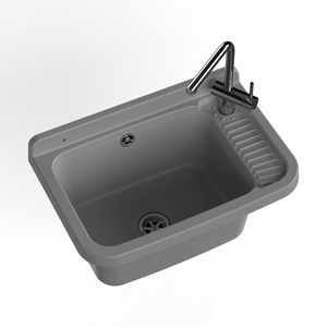 Lavabo Industriale Mongardi Multiuso 50L in Resina Grigia, Montaggio a Parete, Resistente agli Acidi, Facile da Pulire, per Uso Interno ed Esterno 33.5D - Product Image 2