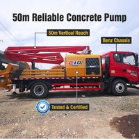 Camion pompe à béton d'occasion Sany Diesel 265HP 50m, châssis Benz testé, faible kilométrage, 4 essieux, Euro V, 2020