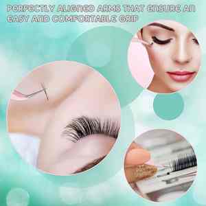 Juego de pinzas profesionales para extensión de pestañas, 4 Uds., empuñadura rosa para bebé con bolsa de cuero a pedido, Kits de pinzas para pestañas injertadas - Product Image 4