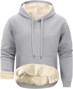 Luxurious Winter <b>Hoodies</b> crafted from warm <b>Sherpa</b> fabric pullover design kangaroo pocket long sleeves elastic ribbed hem cuffs - Product Image 3