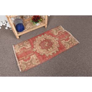 Vintage <b>Red</b> Beige Geometric Turkish Rug Classic Large Area 1.4 X 2.7ft Woolen Rectangle Room Rugs with <b>Latex</b> Backing for Hallway - Product Image 2