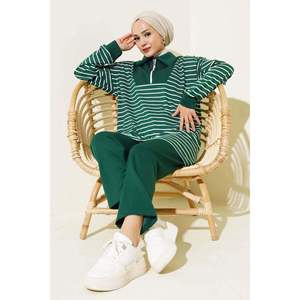 Conjunto de 2 piezas de media cremallera a rayas Esmeralda - Product Image 1