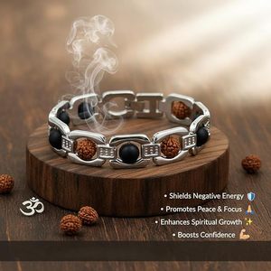 NOVAMART Fine Adjustable Rudraksha Black Ebony Wood Spiritual Healing Bracelet for <b>Men</b> Women Peace Positive Energy Protection Re - Product Image 3