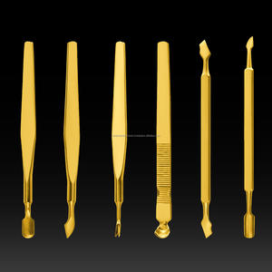 ที่ดันหนังกำพร้าแบบสองหัว คุณภาพสูง ทำจากไทเทเนียมโกลด์ ใช้ซ้ำได้ สำหรับทำเล็บ ขจัดเซลล์ผิวที่ตายแล้ว สามารถปรับแต่งสีโลโก้ได้ - Product Image 4