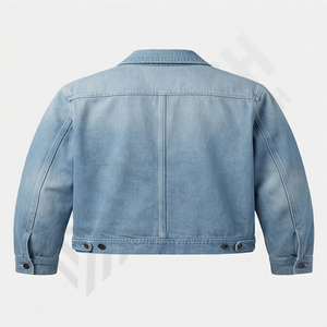 Men's Dark Washed Denim Jacket Black Collar <b>Front</b> <b>Zip</b> Closure Chest Zipper Pocket Two Button Flap Pockets Elastic Hem <b>Top</b> - Product Image 2