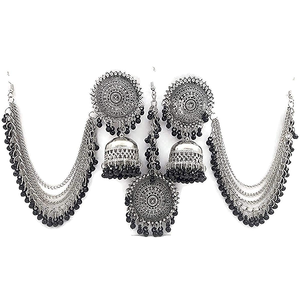 Paquete Combinado de Joyería de Aleación con Puntos Redondos y Diseño Bahubali Negro para Fiestas - Product Image 4