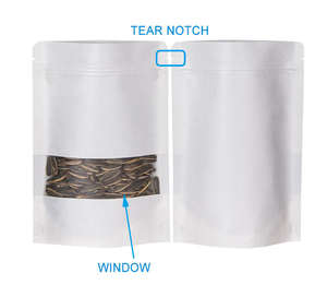 Sachet alimentaire en papier kraft biodégradable refermable avec fenêtre, résistant à l'humidité et à l'eau pour le café, les collations, le thé - Product Image 4