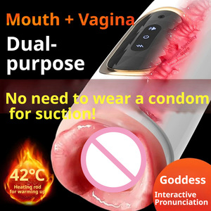 Male Masturbator Sex Toys for Men 10 Thrusting 10 Tongue Licking Modes LCD Display Pocket Pussy Hands-Free Mounting Base - Product Image 2