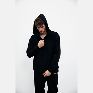 2024 personalizado para hombre XL invierno entrenamiento Jogging conjunto cómodo 100% algodón polar tela de talla grande cremallera Sudadera con capucha impresa delgada - Product Image 5