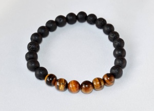 Bracelet diffuseur en pierres précieuses œil de tigre 8 mm et pierres de lave, qualité supérieure, tendance, pour diffuseur d'huiles essentielles – Fournisseur de bijoux fantaisie - Product Image 1