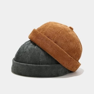 Winter Spring Autumn Unisex for Men Women Dome Adjustable Vintage Solid Color Beanie Hats <b>Brimless</b> Hat <b>Caps</b> Corduroy Docker <b>Cap</b> - Product Image 3
