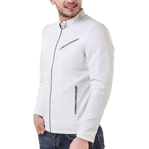 Veste à fermeture éclair à col montant de qualité supérieure pour hommes dans toutes les couleurs et tailles Canvas en cuir avec logo sur le devant - Product Image 4