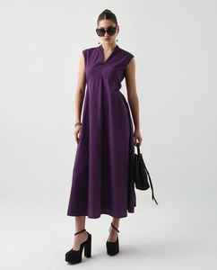 Solid <b>100</b>% <b>Rayon</b> <b>Fabric</b> Summer V- Neck Midi Length Maxi Dresses Loose Casual Sleeveless Ladies Maxi Dress for Women - Product Image 5