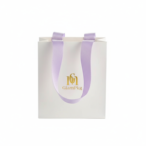 Sac fourre-tout de luxe en papier blanc de haute qualité, personnalisé, avec poignées à cordon, recyclable, écologique, pour supermarché, boutique de mode - Product Image 1