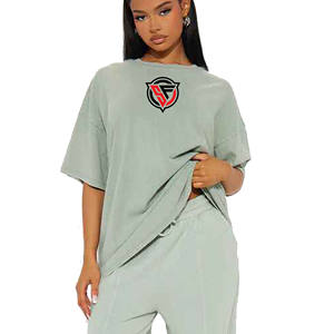 T-shirt surdimensionné délavé à l'acide vintage personnalisé pour femmes Coupe ample Col rond T-shirt à manches courtes pour femmes fabriqué au Pakistan - Product Image 2