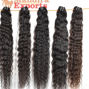 Extensiones de cabello de templo crudo de un solo donante indio, cutícula sin procesar alineada, cabello humano rizado profundo, trama doble de onda Natural - Product Image 3