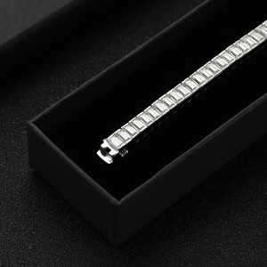 Bracelet de Tennis Moissanite taille émeraude pour femmes hommes S925 argent plaqué or 18 carats Bracelet Pass Diamond Test Bracelets bijoux fins - Product Image 4