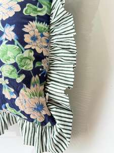 Cotton <b>Cushion</b> Cover with Floral Block <b>Print</b> Luxury Portrait Throw Pillows Boho Raffle Frill Pillow Covers - Product Image 6