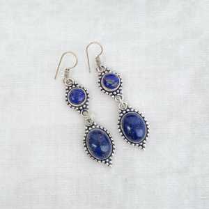 Boucles d'oreilles en lapis-lazuli multi-pierres, plaquées argent 925, boucles d'oreilles pendantes, bijoux en pierres précieuses faits à la main, style bohème, cadeau pour elle - Product Image 5