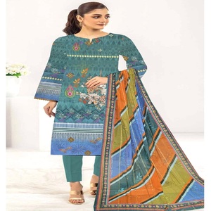 Ensemble Salwar Kameez 3 Pièces Brodé en Coton pour Femme avec Imprimé Numérique pour Mariage/Fête - AF Fashion - Product Image 5