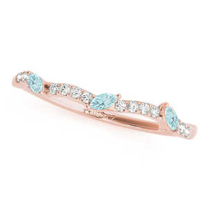 Alliance de mariage en or rose 14 carats avec aquamarine marquise et diamants, ensemble de bijoux fins 0,23 ct - Product Image 1