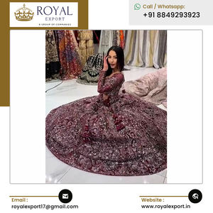 เสื้อผ้าพื้นเมืองอินเดียใหม่สวยงามเปิดตัว georgette lehenga choli มีลำดับและงานปัก - Product Image 4