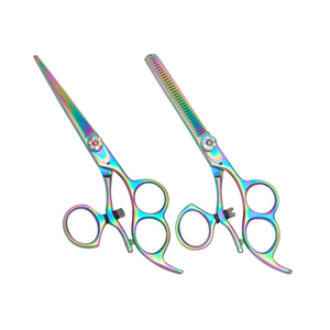 Tres agujeros 360 grados giratorio pulgar giratorio tijeras curvas negro y oro tijeras de belleza - Product Image 2