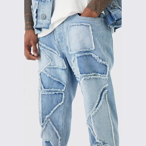 Hip Hop Streetwear Slim Fit Stacked <b>Jeans</b> for <b>Men</b> Dark Wash Destroyed Straight Denim Pants Lightweight Black Ripped Style - Product Image 2