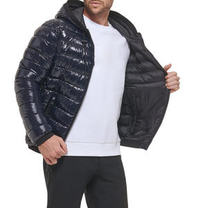 Veste matelassée bleu royal de haute qualité pour hommes 300 manteaux à bulles en nylon GSM en toile col montant chaleur hivernale avec motif patchwork - Product Image 3