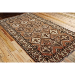 พรมวินเทจตุรกี ขนาด 5.3x9.3 ฟุต พรมขนสัตว์เปอร์เซียสีน้ำตาล - Product Image 4