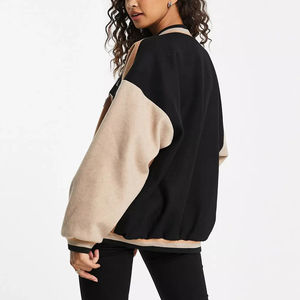 Chaqueta de béisbol universitaria de algodón satinado con logotipo personalizado OEM para mujer, abrigo universitario con cuello levantado bordado para invierno, venta al por mayor - Product Image 2